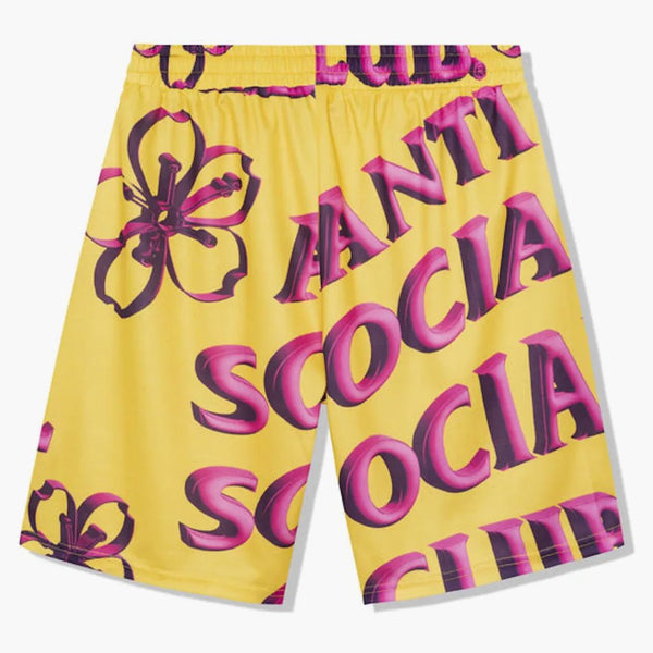 Anti Social Social Club Coral Crush Mesh uttråkade shorts gul