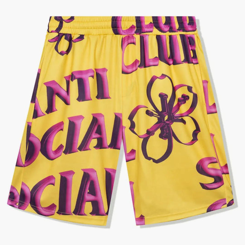 Anti Social Social Club Coral Crush Mesh uttråkade shorts gul