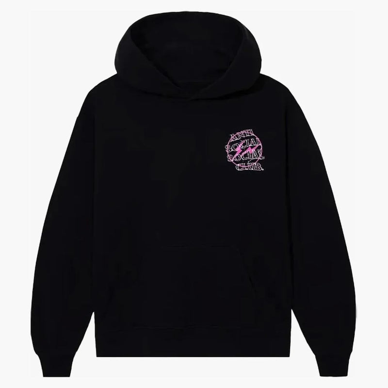 Anti social social klubb fragment bult hoodie svart/rosa