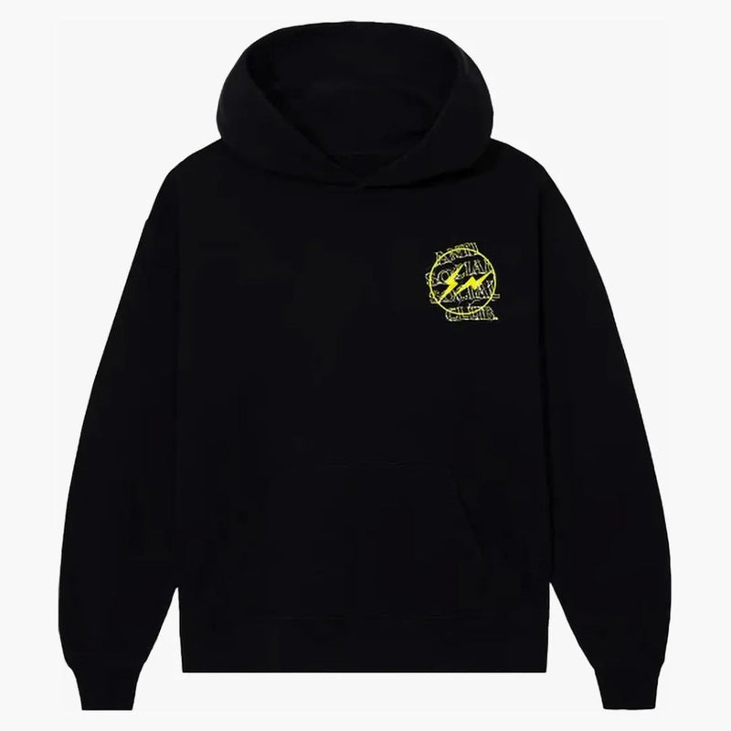 Anti social social klubb fragment bult hoodie svart/gul