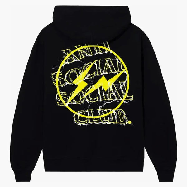 Anti social social klubb fragment bult hoodie svart/gul