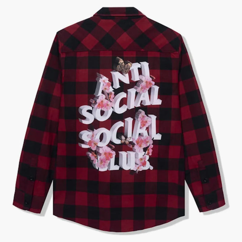 Anti social social klubb lyckligaste plats på jorden flanell röd
