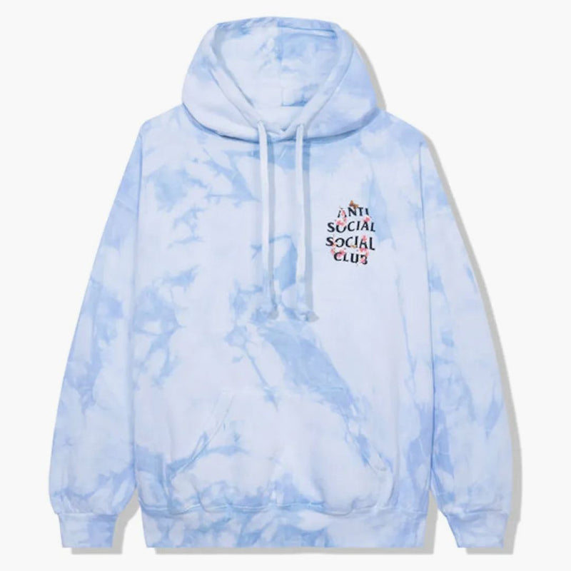 Anti social social club kkoch aldrig das hoodie blå slips färgämne