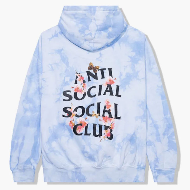 Anti social social club kkoch aldrig das hoodie blå slips färgämne
