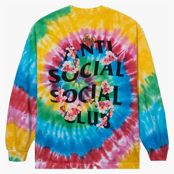 Anti Social Social Club Kkoch wifi s dlouhým rukávem Tee Tie Dye Rainbow