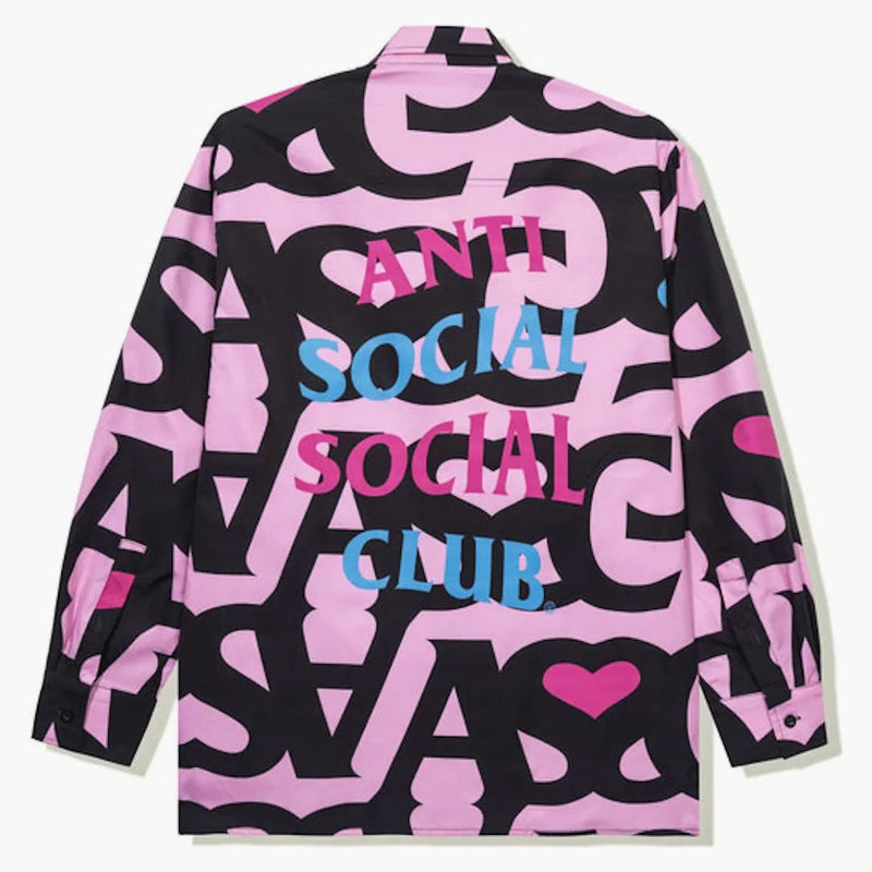 Anti Social Social Club Negative Space L/S Bomullknapp upp rosa