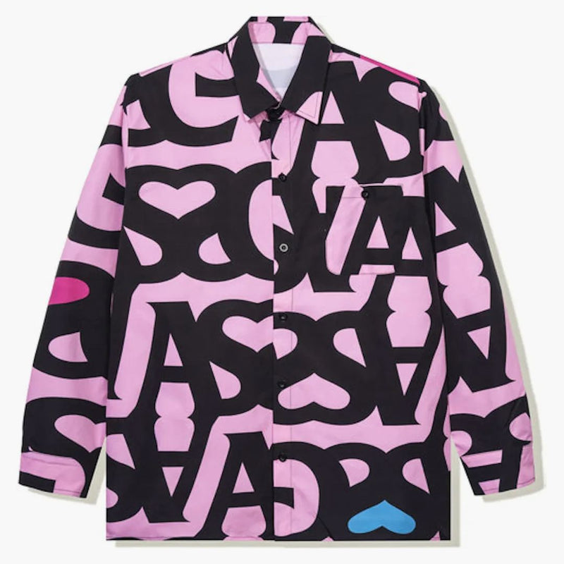 Anti Social Social Club Negative Space L/S Bomullknapp upp rosa