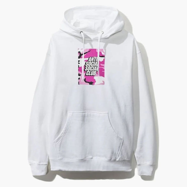 Anti Social Social Club Pink Box Logo Hoodie White
