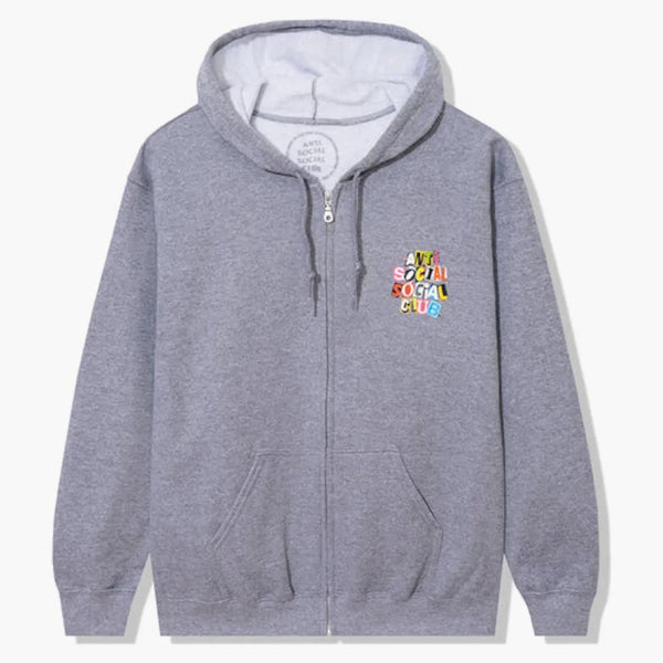 Anti Social Social Club Torn Pages of Our Story Zip Up Hoodie Heather Grey
