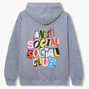 Anti social social club torn pages of our story zip up hoodie Heather gray