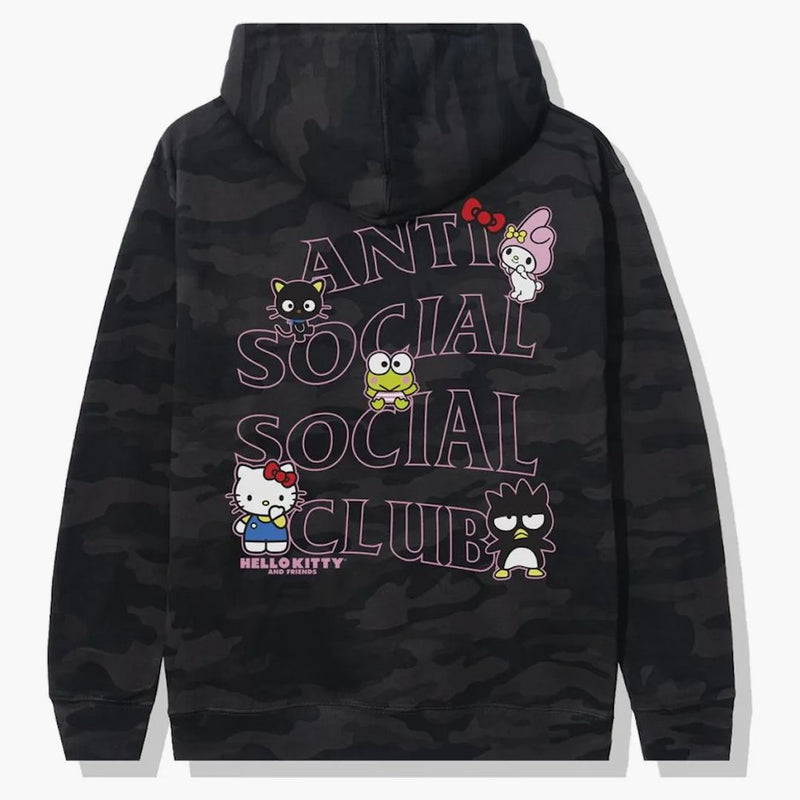 Anti Social Social Club X Hello Kitty och Friends Hoodie Black Camo