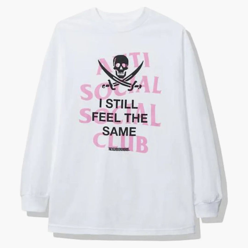 Anti Social Social Club X Neighborhood Black Jack L/s Tee White Pink