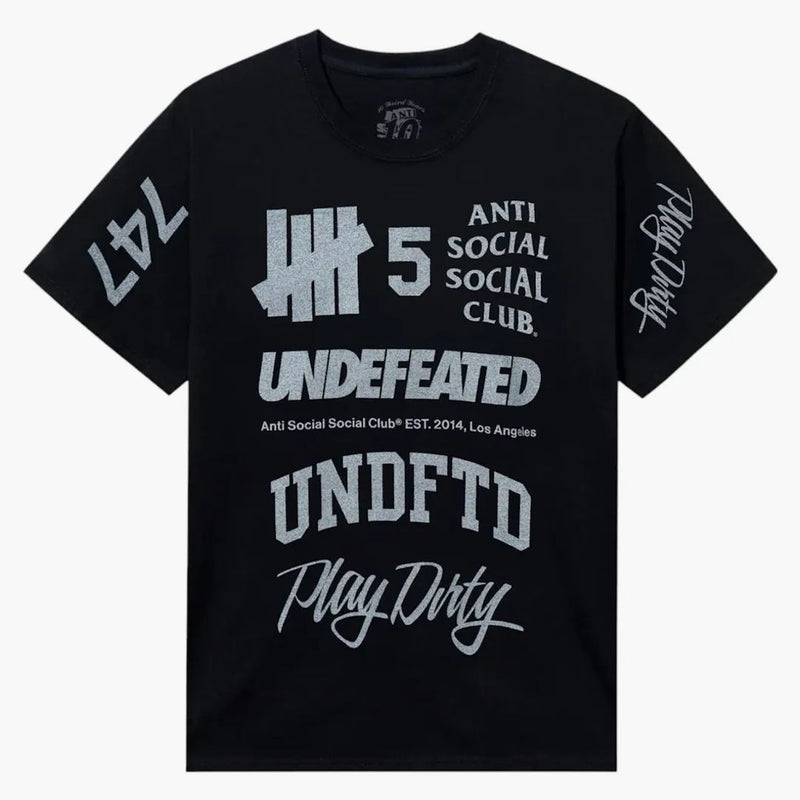 Anti social social club x undefeated schizophrenia reflective tea black