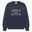 Aries Agged Aries and Destroy Diamante Crewneck Navy