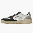 Autry medalist Leather Low Distressed White Black Silver