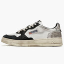 Autry Medalist Leather Low Super Vintage White Black Silver (women's)