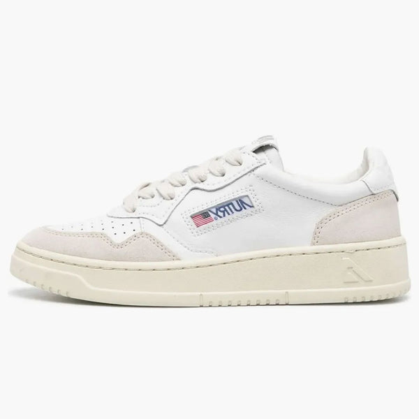 Autry Medalist Leather Low White Beige Suede (women's)
