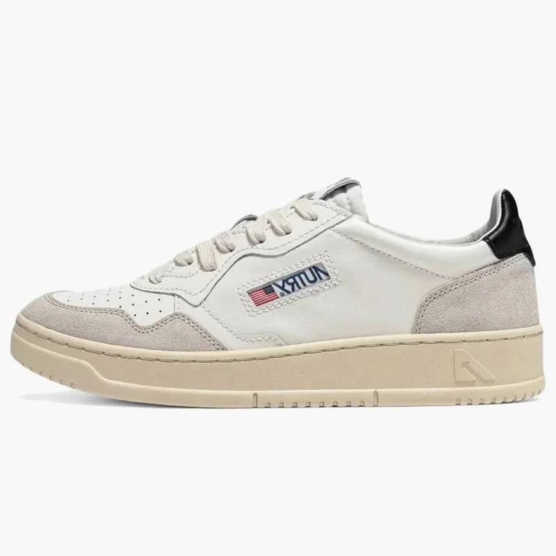Autry Medalist Leather Low White Black Beige (women's)
