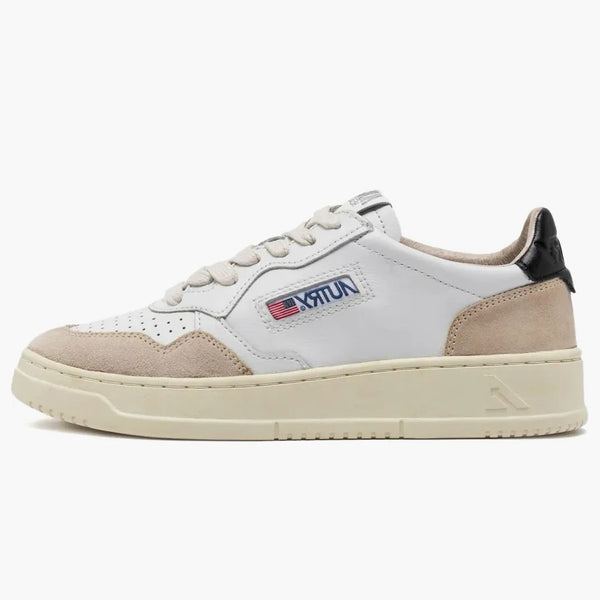 Autry Medalist Leather Low White Black Beige