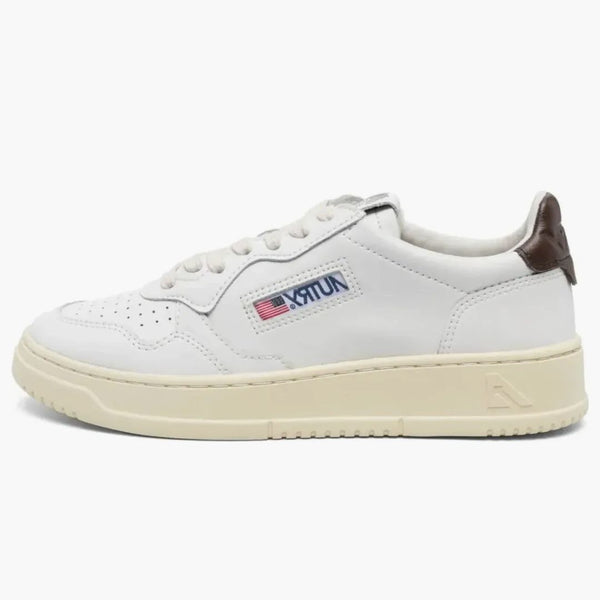 Autry Medalist Leather Low White Brown Tab (women's)