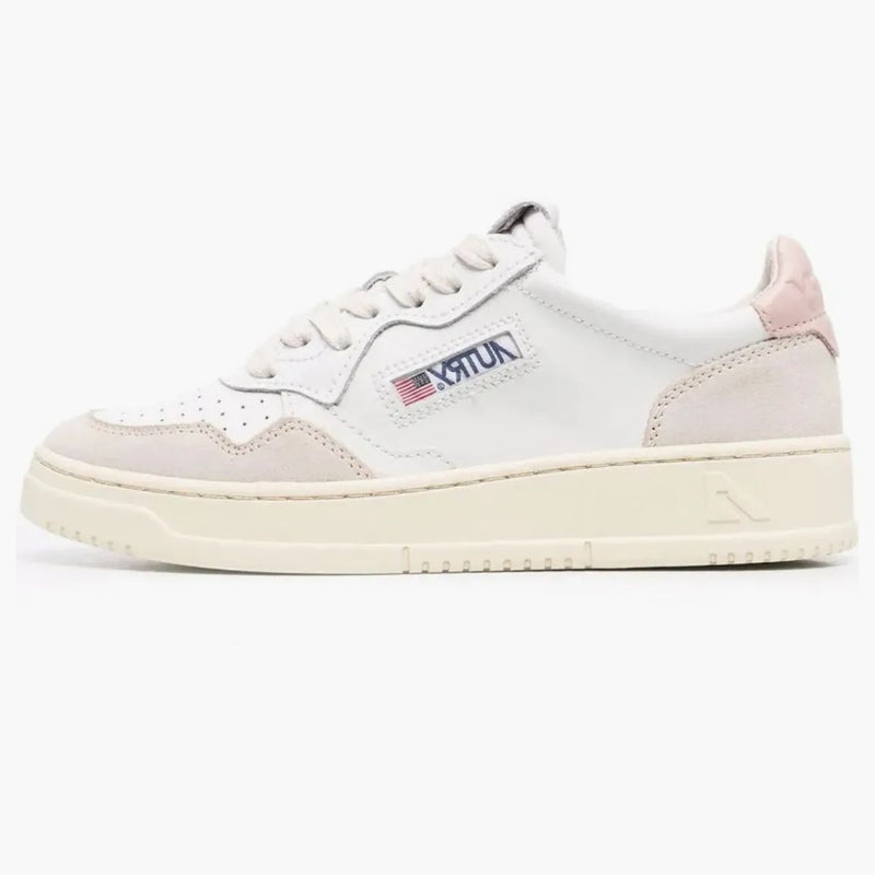 Autry Medalist Leather Low White Pink (women's)