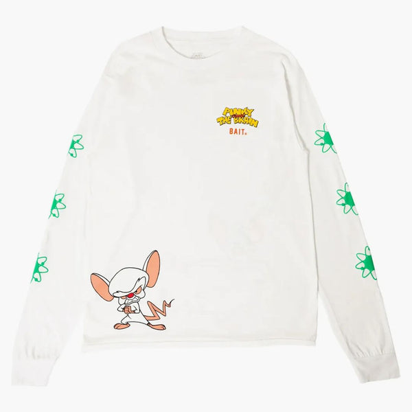 Bait X Pinky And The Brain Logo Long Sleeve Tee White