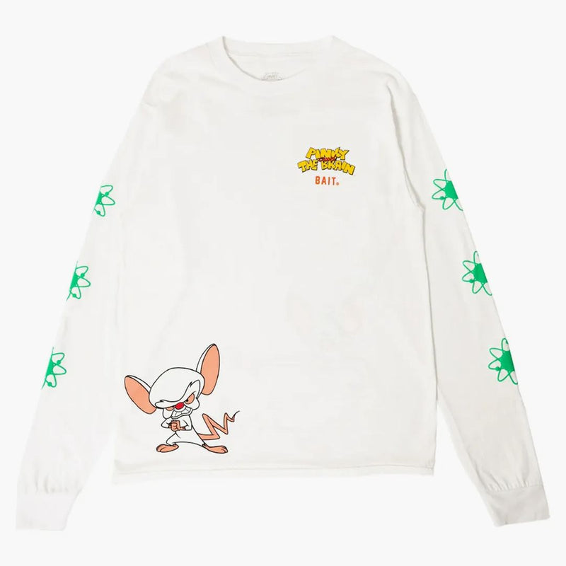 Bait X Pinky And The Brain Logo Long Sleeve Tee White
