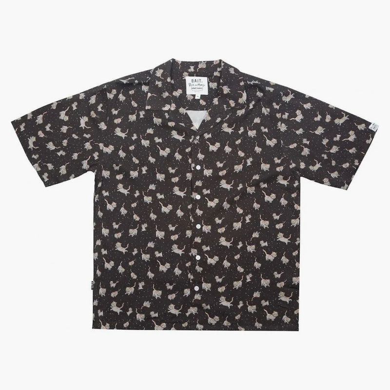 Bait X Rick And Morty Cats Hawaiian Button Up Shirt Black