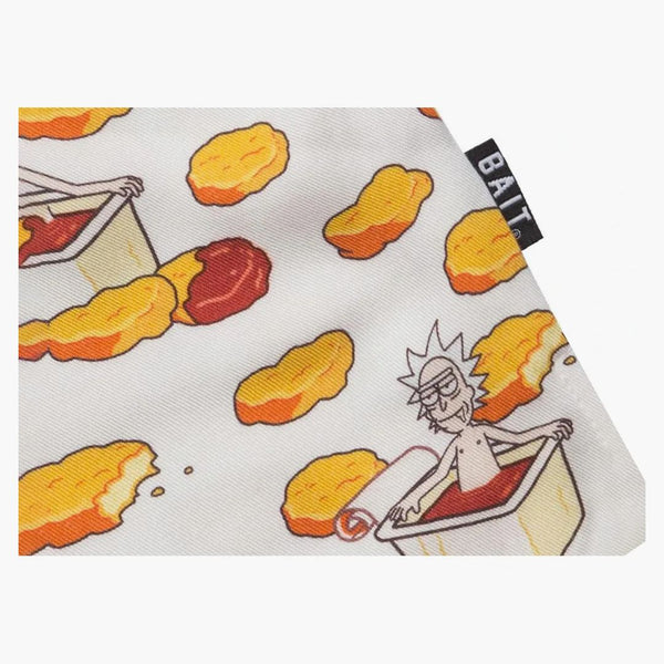 Bait X Rick And Morty Chicken Nugget Hawaiian Button Up Shirt White