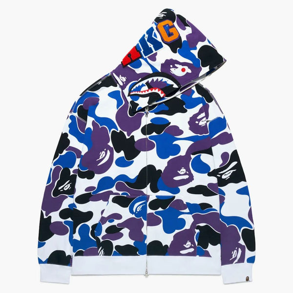 BAPE 18. výročí Hong Kong Shark Full Zip Hoodie Purple