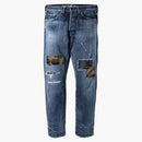 BAPE 1999 Tipo-02 1er parche de camuflaje Pantalones de mezclilla dañados Indigo