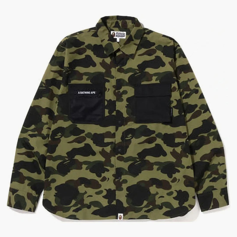 BAPE 1st Camo Detaliu în aer liber Buzunar Relaxat Tricou Green