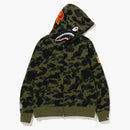 Bape 1st Camo 2nd Ponr Shark Full Zip Hoodie Green