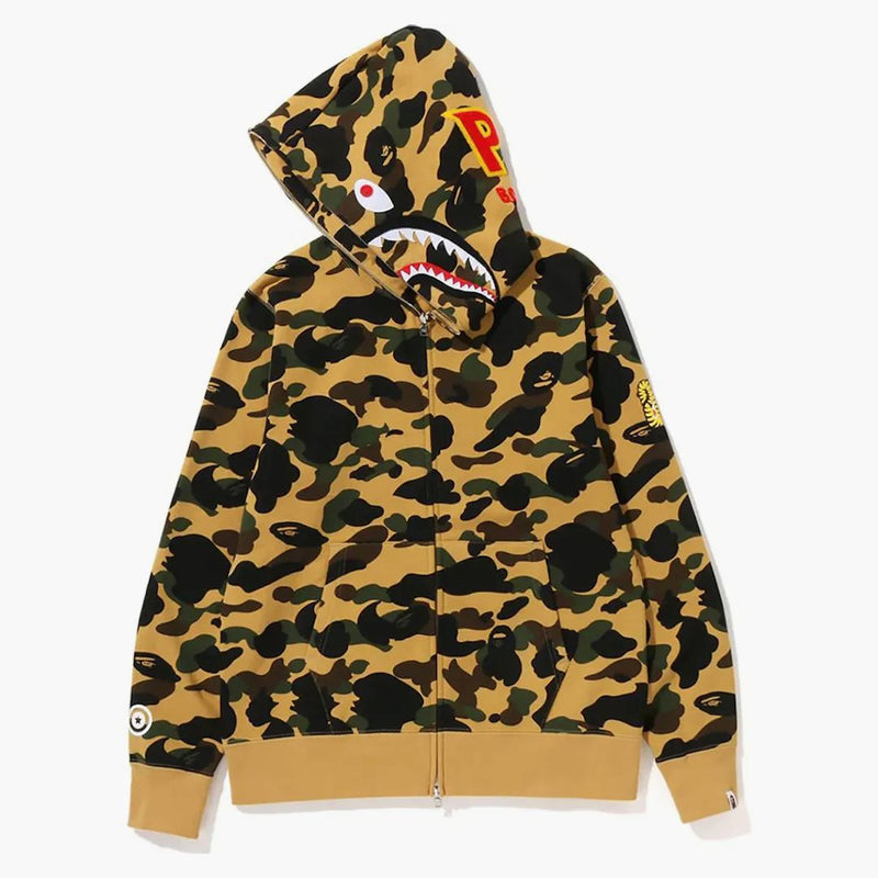 BAPE 1. Camo 2. ponr Shark Full Zip Hoodie Yellow