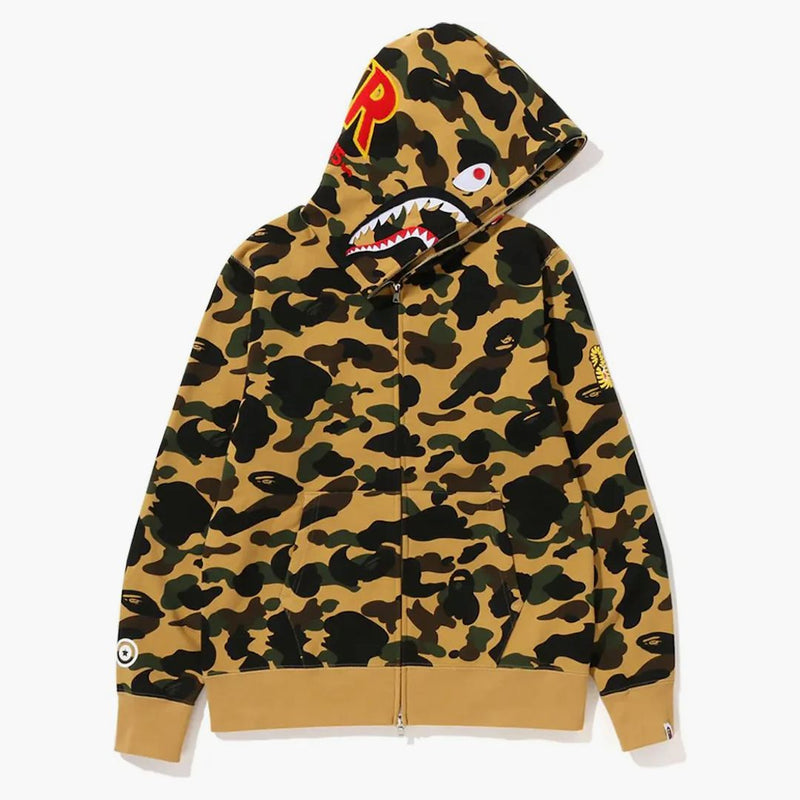 BAPE 1. Camo 2. ponr Shark Full Zip Hoodie Yellow