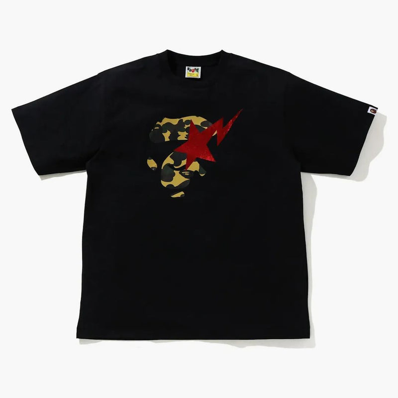 BAPE 1 ° CAMO APE FACE STA RIFFITATO TEA NERO/GIALLO
