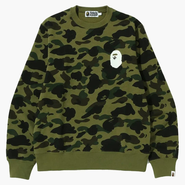 Bape 1st Camo Ape Head Crewneck Green