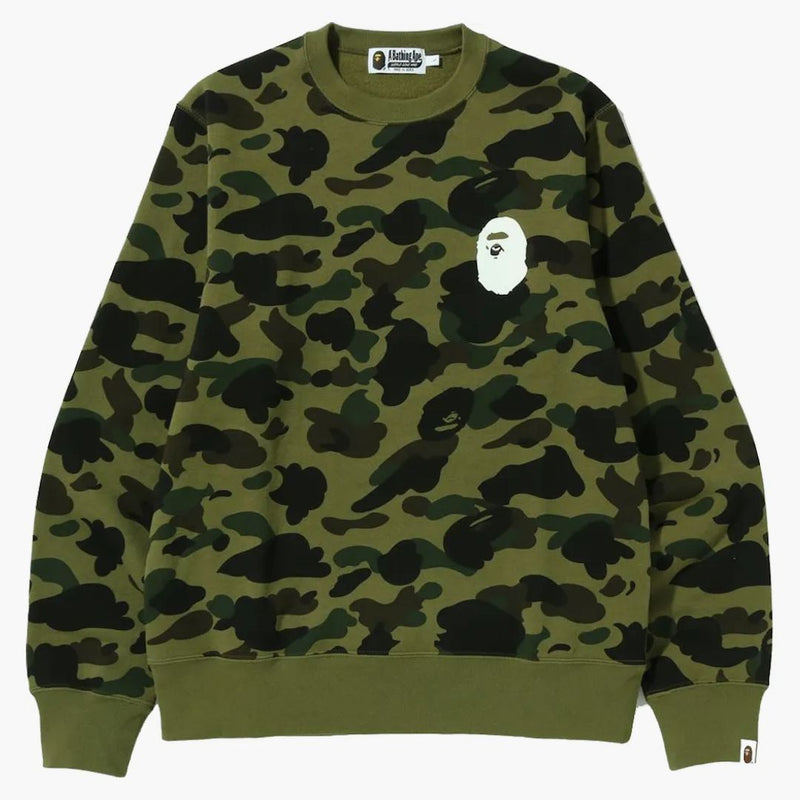 Bape 1st Camo Ape Head Crewneck Green