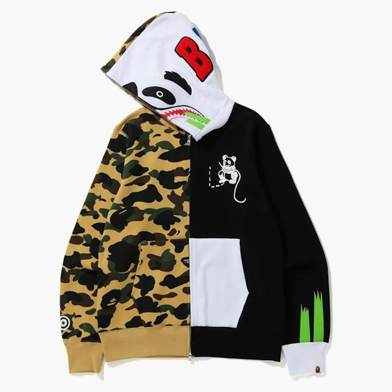 BAPE 1st Camo Ape Panda Half Full Zip Soodie Amarillo