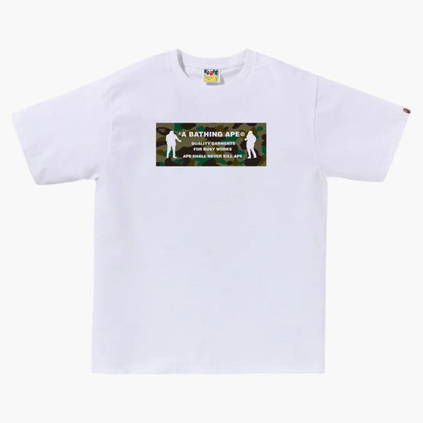Bape 1st Camo Army Name Tee White/green
