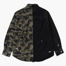Bape 1st Camo Blocking Destroyed Heavy Wash Logo L/S Shirt Multicolor
