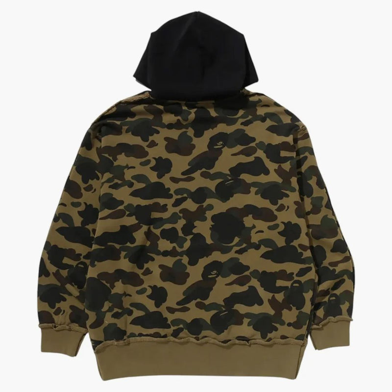 BAPE 1st Camo Blokování syrového okraje uvolněné fit svetrover mikina černá