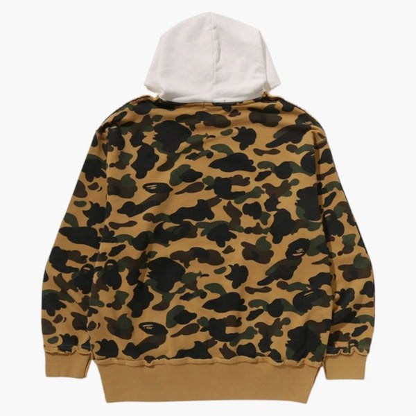 BAPE 1st Camo Blokování syrového okraje uvolněné fit svetlover mikiny slonoviny