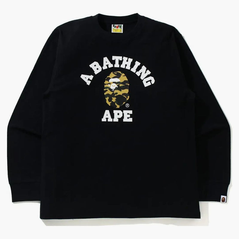 BAPE 1. CAMO COLLEGE L/S TEA (SS21) Černá/žlutá