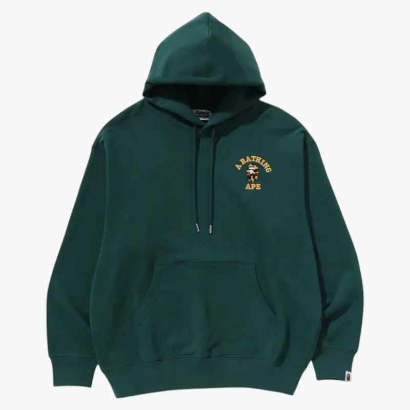 BAPE 1. logo Camo College Relaxaded Fit Pullver Hoodie OliveDrab