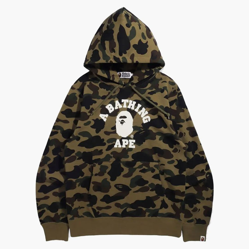 Bape 1st Camo College Pullover Hoodie (FW21) Green