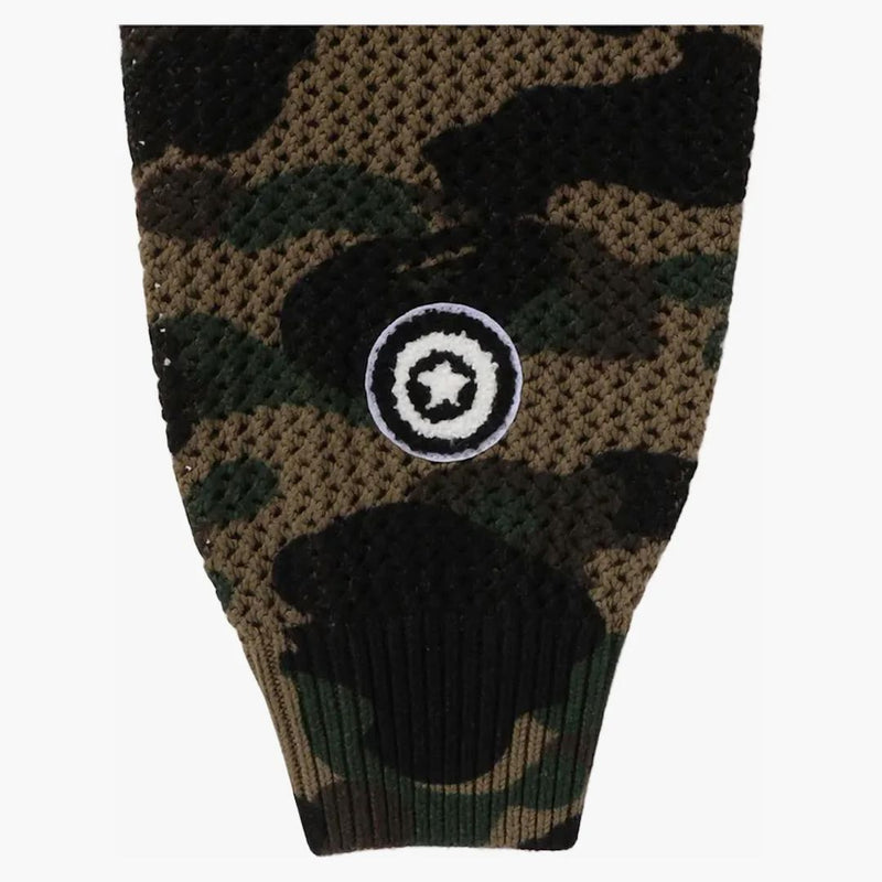 BAPE 1. camo háčkování žralok plnohodnotný zip mikina zelená