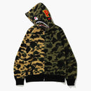 Bape 1st Camo Half Shark Full Zip Hoodie Green/Yellow
