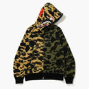 Bape 1st Camo Half Shark Full Zip Hoodie Green/Yellow