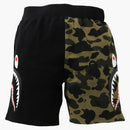 Bape 1st Camo Half Side Shark Sweat Shorts Green